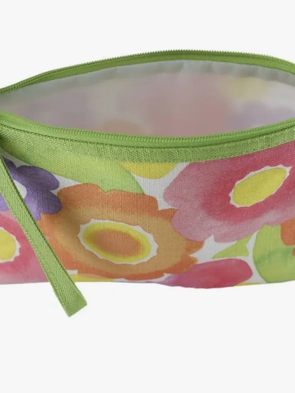 Clinique zipper Floral Canvas Cosmetic Zip Bag Pouch in Green Trim Vintage